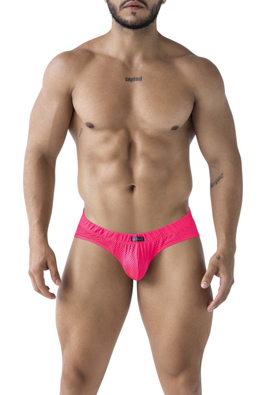 Xtremen 91227 microfiber briefs in fuchsia with bright pink mesh and snug form-fitting design