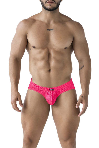 Xtremen 91227 microfiber briefs in fuchsia with bright pink mesh and snug form-fitting design
