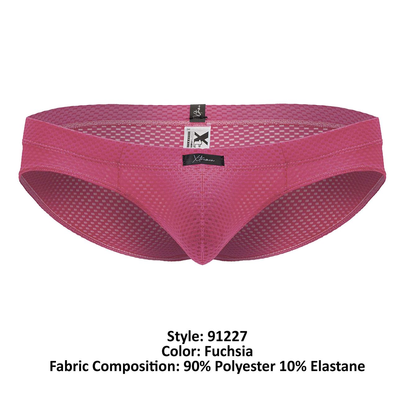 Fuchsia xtremen 91227 microfiber briefs with breathable mesh texture and elastic waistband for men