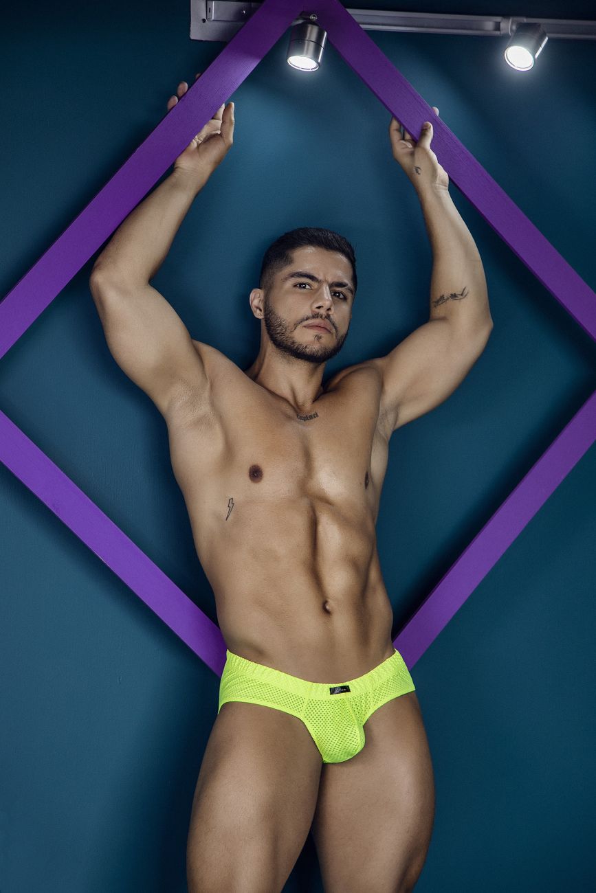 Neon green microfiber mesh briefs xtremen 91227 with breathable fabric for comfortable everyday wear