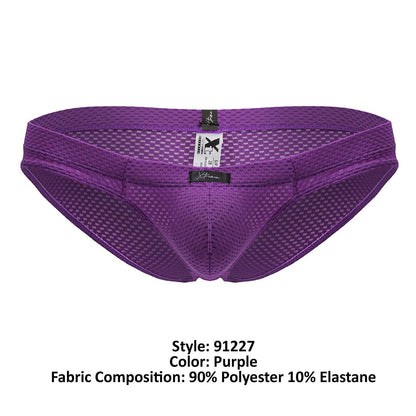 Purple xtremen 91227 microfiber briefs with breathable mesh grid pattern and elastic waistband
