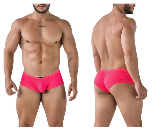 Vibrant pink fuchsia xtremen 91228 microfiber trunks with a snug mesh design and black brand tag at the waistband