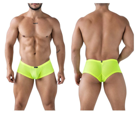 Neon green xtremen 91228 microfiber mesh briefs showcasing breathable fabric and comfortable fit