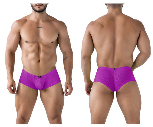 Vibrant purple xtremen 91228 microfiber trunks with a sleek mesh design and subtle waistband branding