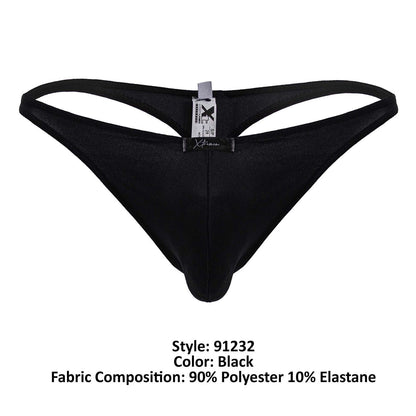 Black xtremen 91232 microfiber thong with smooth form-fitting design made of 90 polyester 10 elastane fabric