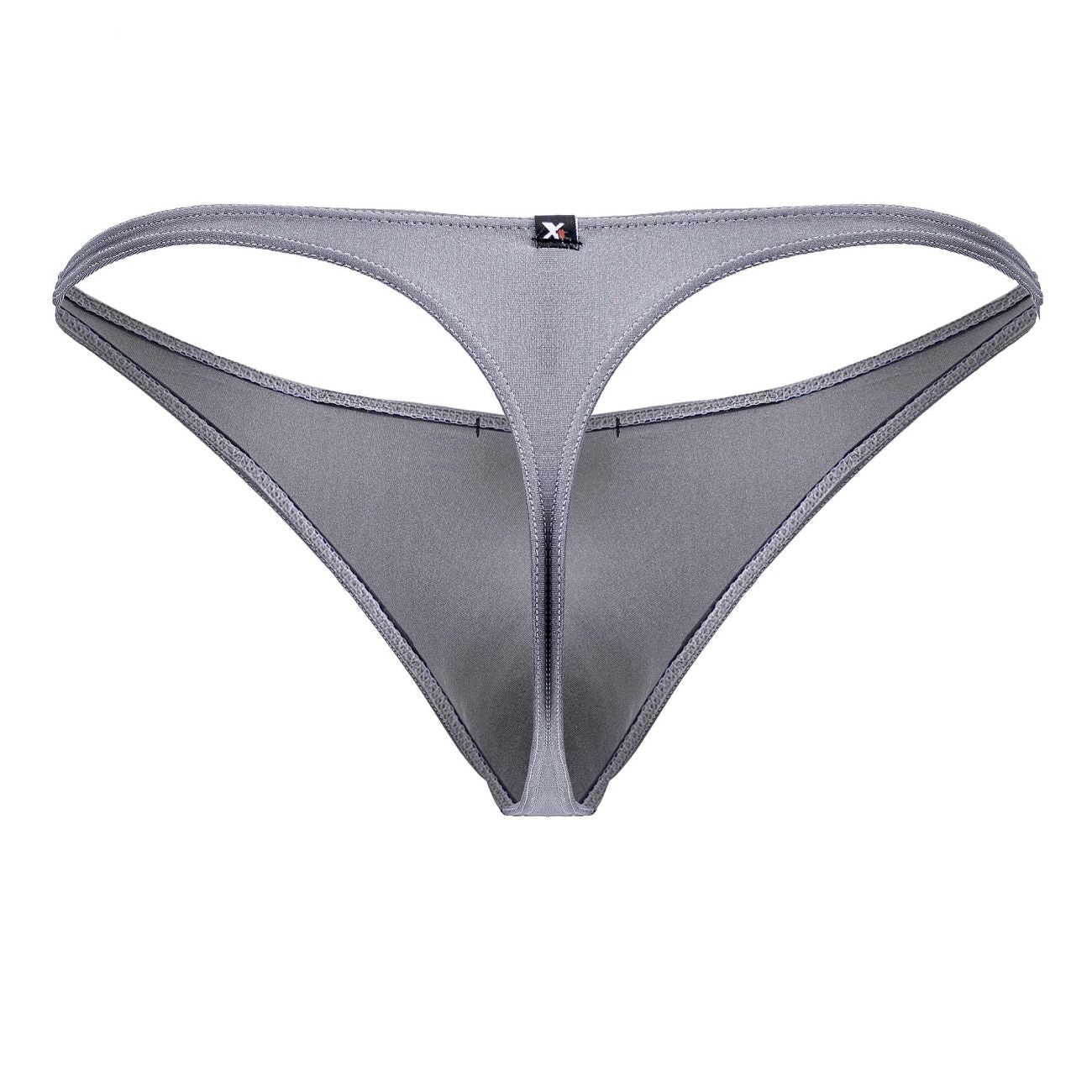Gray xtremen 91232 microfiber thong with sleek minimalist design and smooth fabric finish shown from the back side