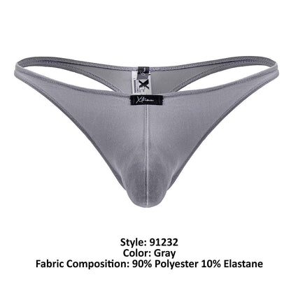 Gray xtremen 91232 microfiber thong made of smooth stretchy polyester and elastane blend for men