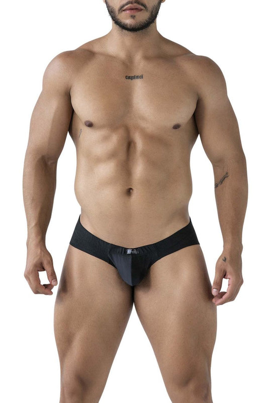 Black Xtremen 91233 microfiber briefs with sleek form-fitting design and subtle logo on waistband