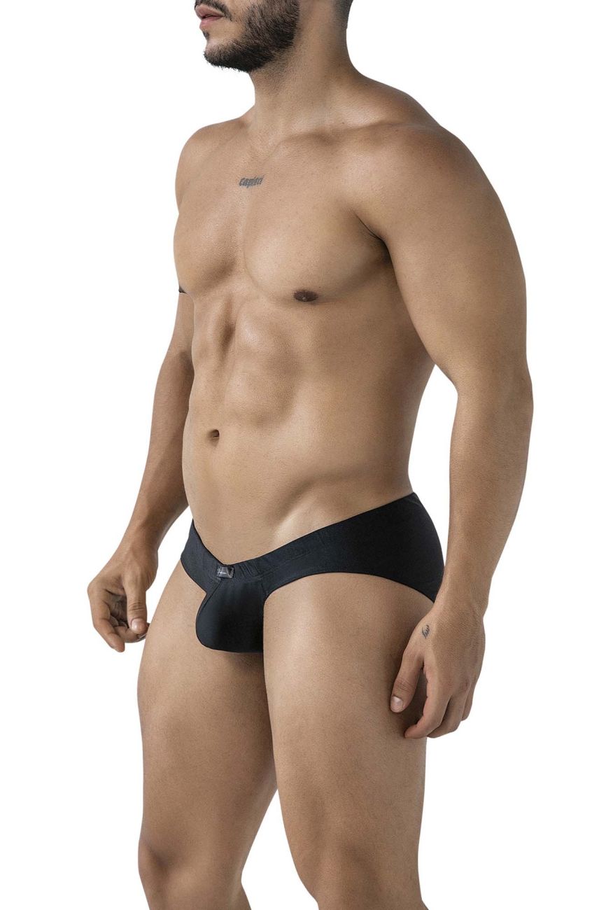 Black xtremen 91233 microfiber briefs with snug form-fitting design and small logo on waistband