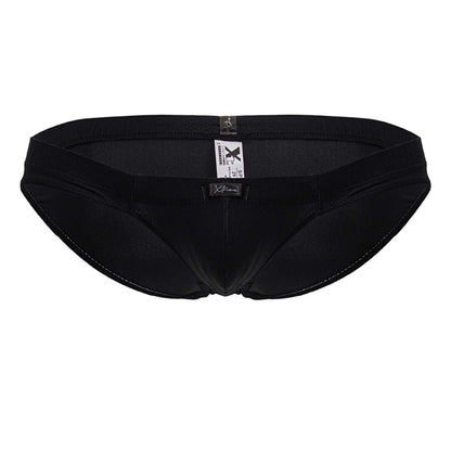 Black xtrmn 91233 microfiber briefs with a smooth form-fitting design and subtle stitching details in black
