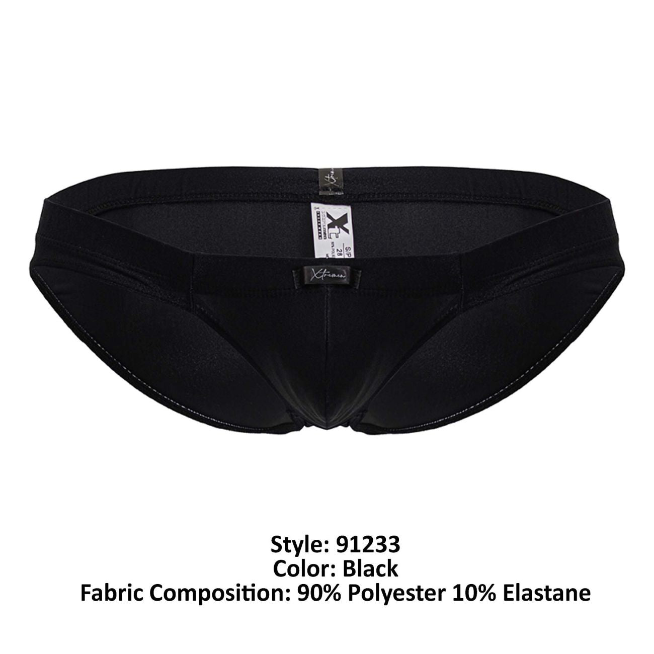 Black xtremen 91233 microfiber briefs with sleek form-fitting design made of 90 polyester and 10 elastane