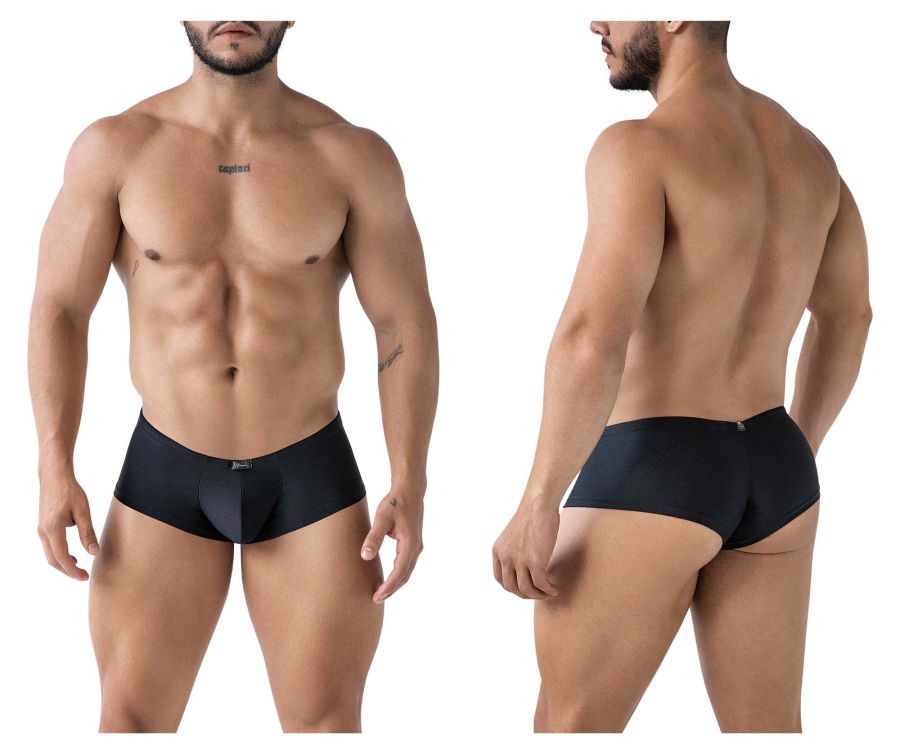 Black xtremen 91234 microfiber trunks with sleek form-fitting design and subtle waistband branding front view