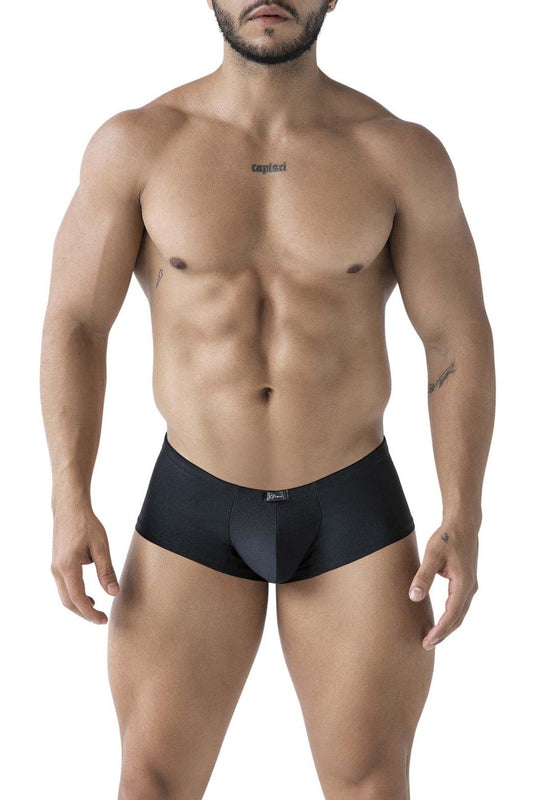 Black xtremen 91234 microfiber trunks with sleek form-fitting design and subtle branded waistband front view