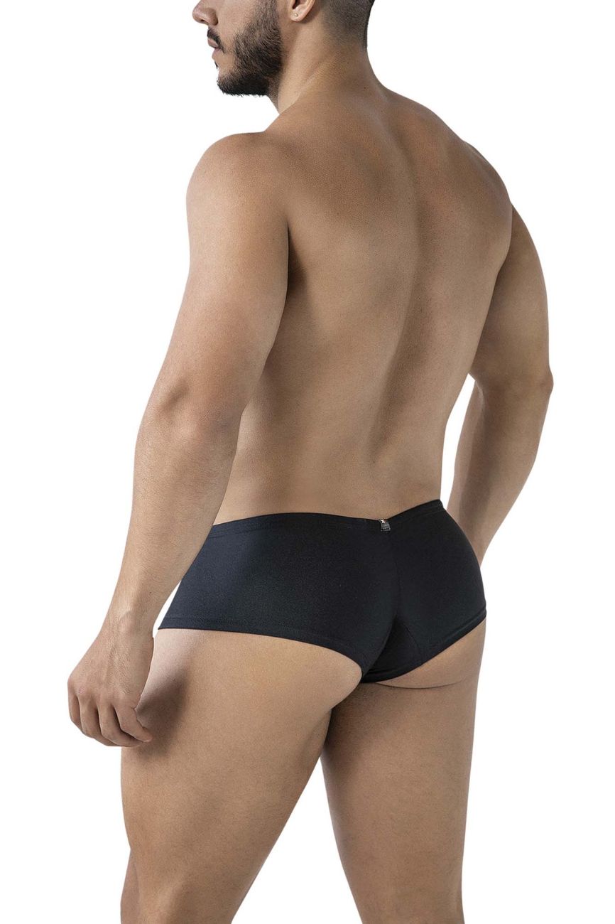 Black xtremen 91234 microfiber trunks with sleek form-fitting design and metallic logo on the back waistband