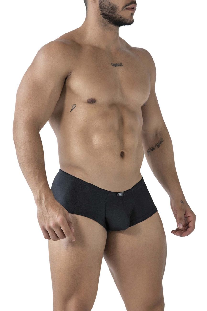 Black xtremen 91234 microfiber trunks featuring a subtle logo on the waistband in a sleek briefs design