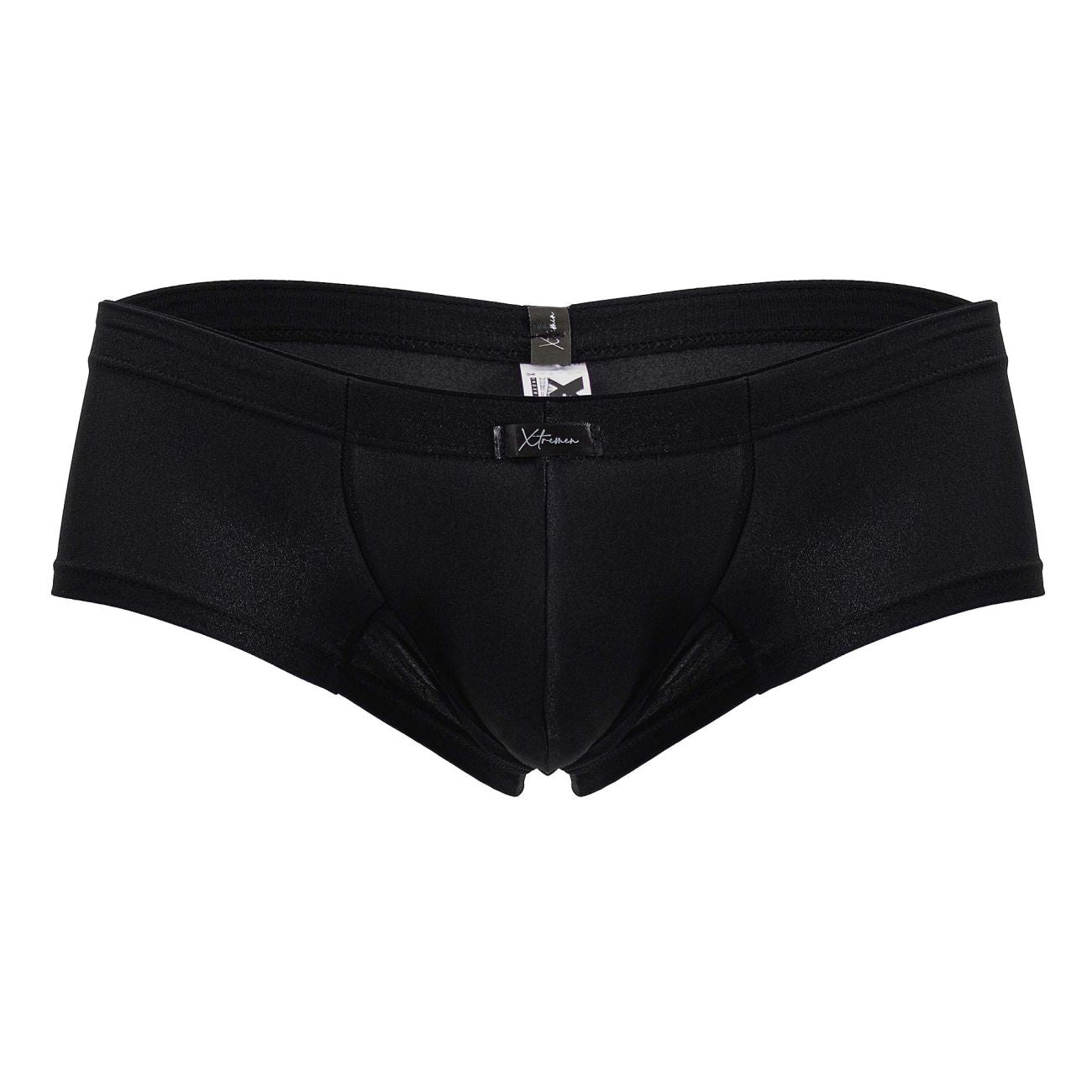 Black xtremen 91234 microfiber trunks mens briefs with smooth form fitting design and subtle texture in black color