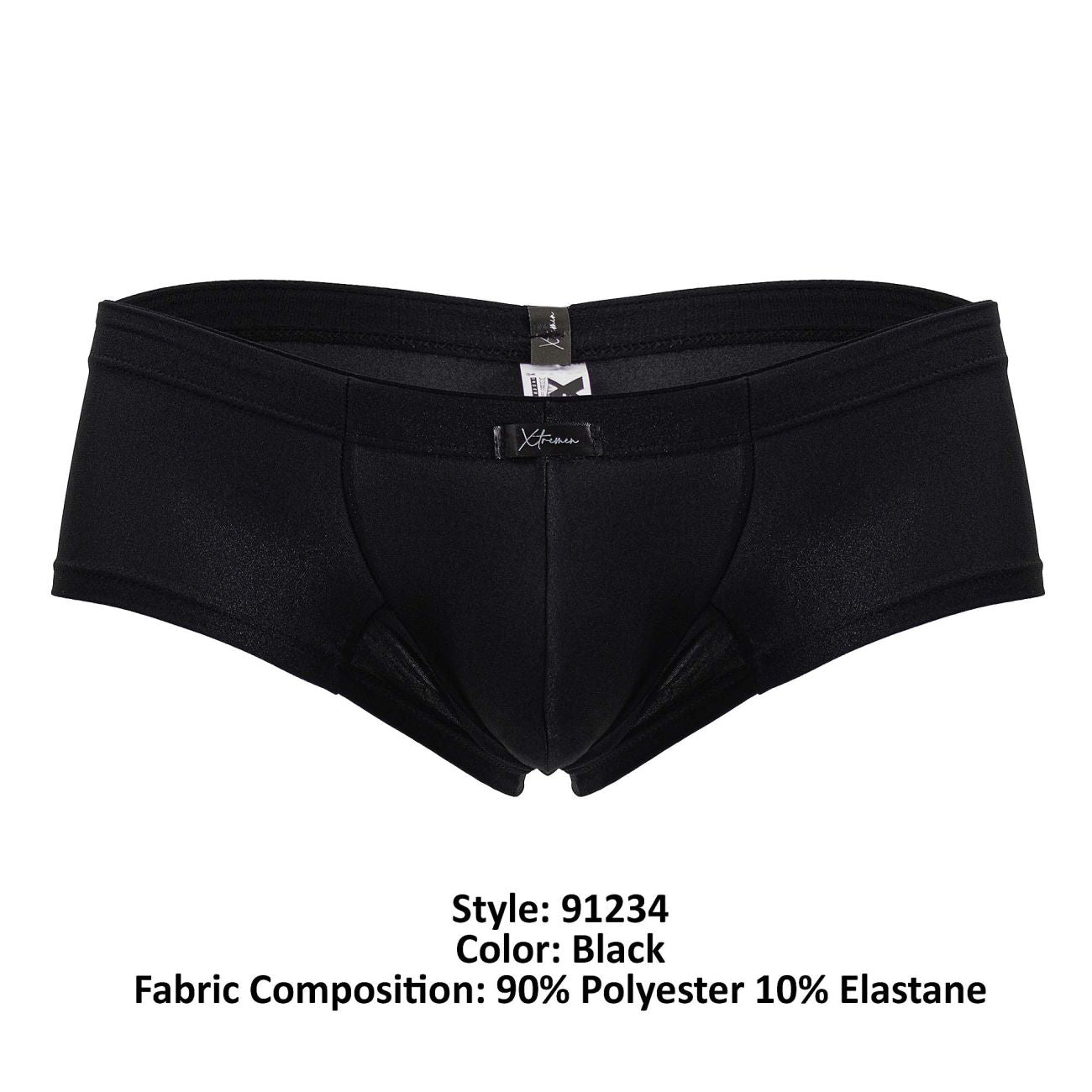 Black xtremen 91234 microfiber trunks with smooth form-fitting design made from 90 polyester 10 elastane fabric