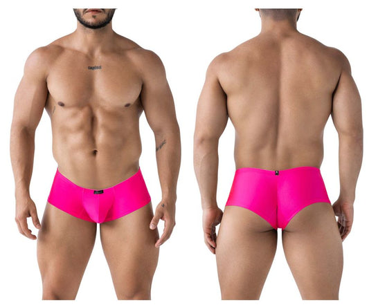 Vibrant pink xtremen 91234 microfiber trunks with a sleek form-fitting design and black brand tag on the waistband
