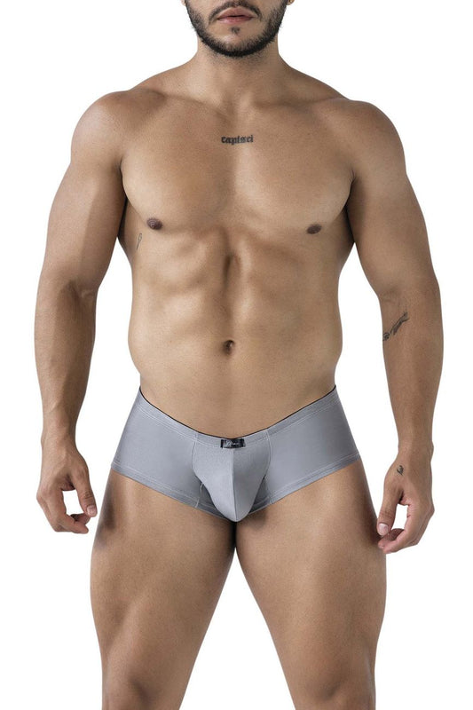 Xtremen 91234 microfiber gray men’s briefs with sleek form-fitting design and black waistband trim