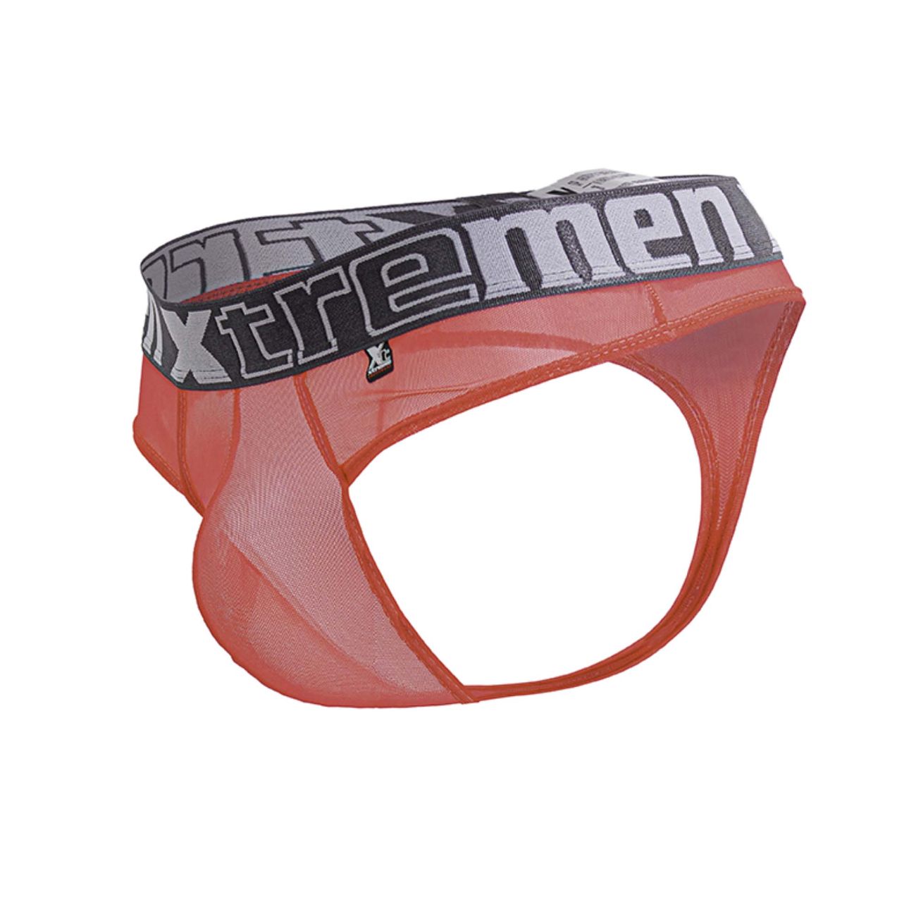 Orange mesh briefs with xtreme men logo gray and black elastic waistband in xtremen 91235 microfiber thongs fuchsia