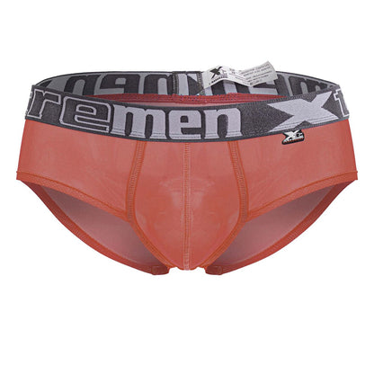 Orange mesh men’s briefs with gray elastic waistband featuring xc logo in xtremen 91236 microfiber briefs fuchsia color