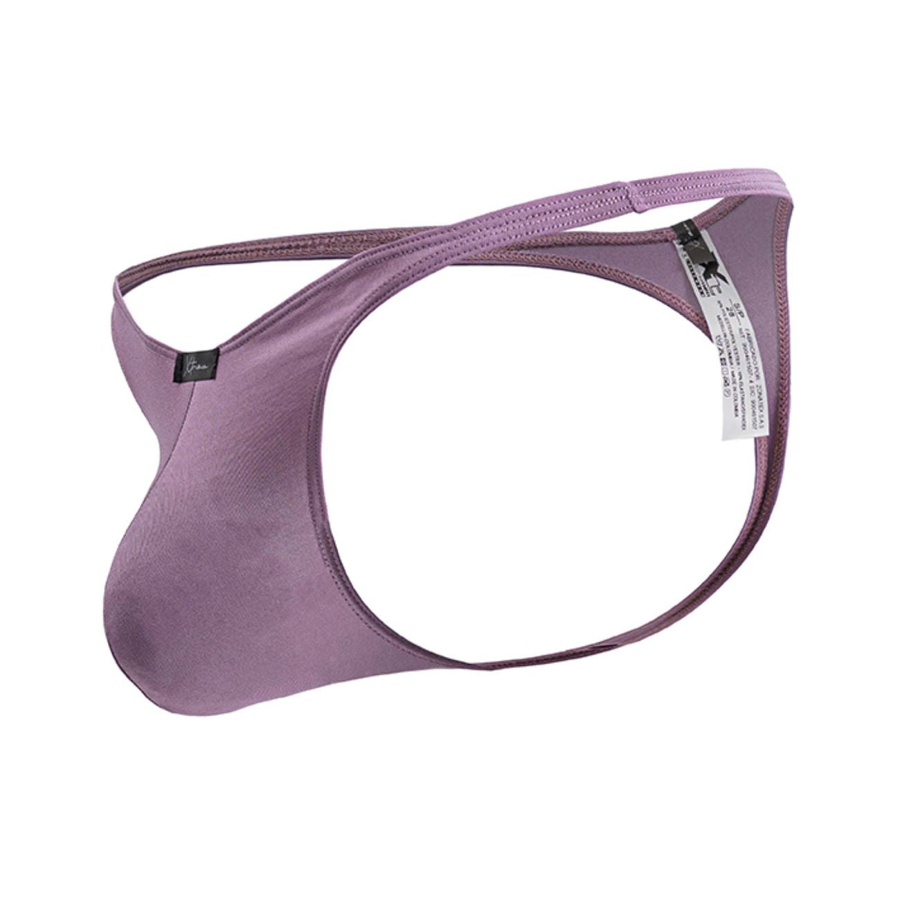 Purple satin microfiber thong with sleek form-fitting design and thin elastic straps color blackberry by xtremen