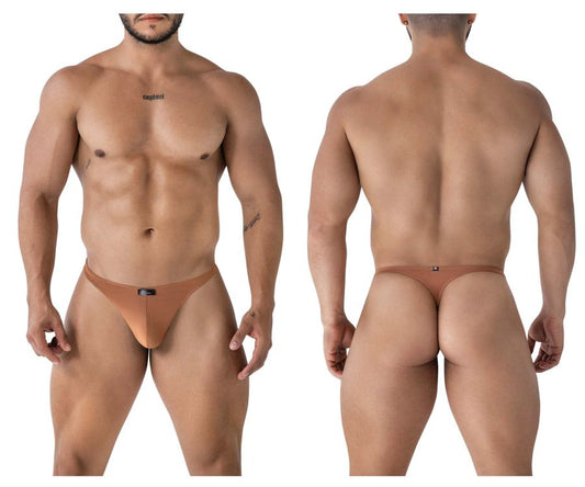 Tan xtremen 91238 microfiber thongs with form-fitting design and subtle branding on front waistband