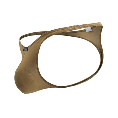 Tan-colored Xtremen 91238 microfiber thong made of smooth stretch fabric with sleek design and reinforced stitching
