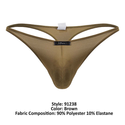 Brown xtremen 91238 microfiber thong made from smooth polyester-elastane blend with a sleek form-fitting design