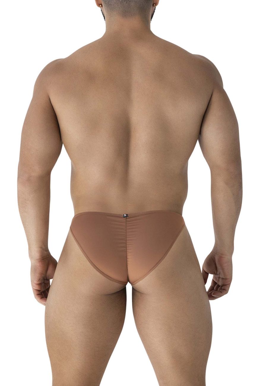 Tan xtremen 91239 microfiber bikini briefs showing back with subtle seam detail and form-fitting design