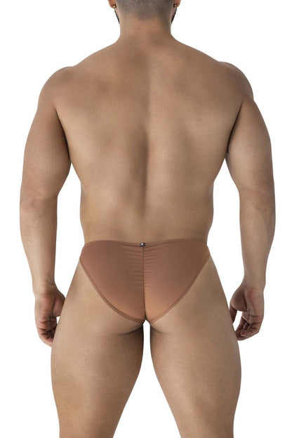 Tan xtremen 91239 microfiber bikini briefs showing back with subtle seam detail and form-fitting design