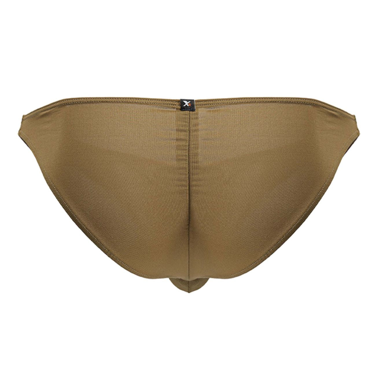 Tan-colored Xtremen 91239 microfiber bikini briefs with subtle texture and small black brand tag on the back side