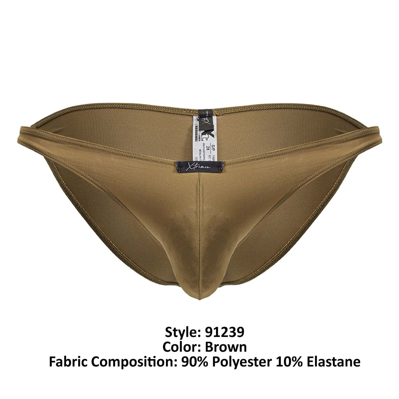 Brown xtremen 91239 microfiber bikini briefs made of 90 percent polyester 10 percent elastane with reinforced stitching