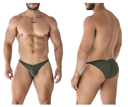 Olive green men’s microfiber briefs with sleek form-fitting design and subtle waistband branding Xtremen 91239 bikini