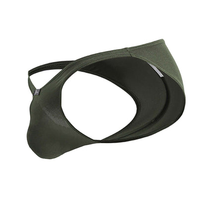 Olive green xtremen 91239 microfiber bikini briefs with sleek form-fitting design and subtle stitching details