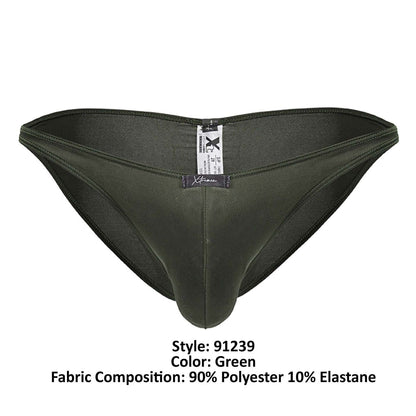 Dark green xtremen 91239 microfiber bikini briefs made of 90 polyester and 10 elastane form-fitting design