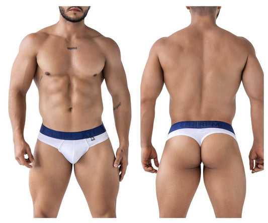 Xtremen 91241 white microfiber briefs with snug fit and urem brand name on navy blue waistband