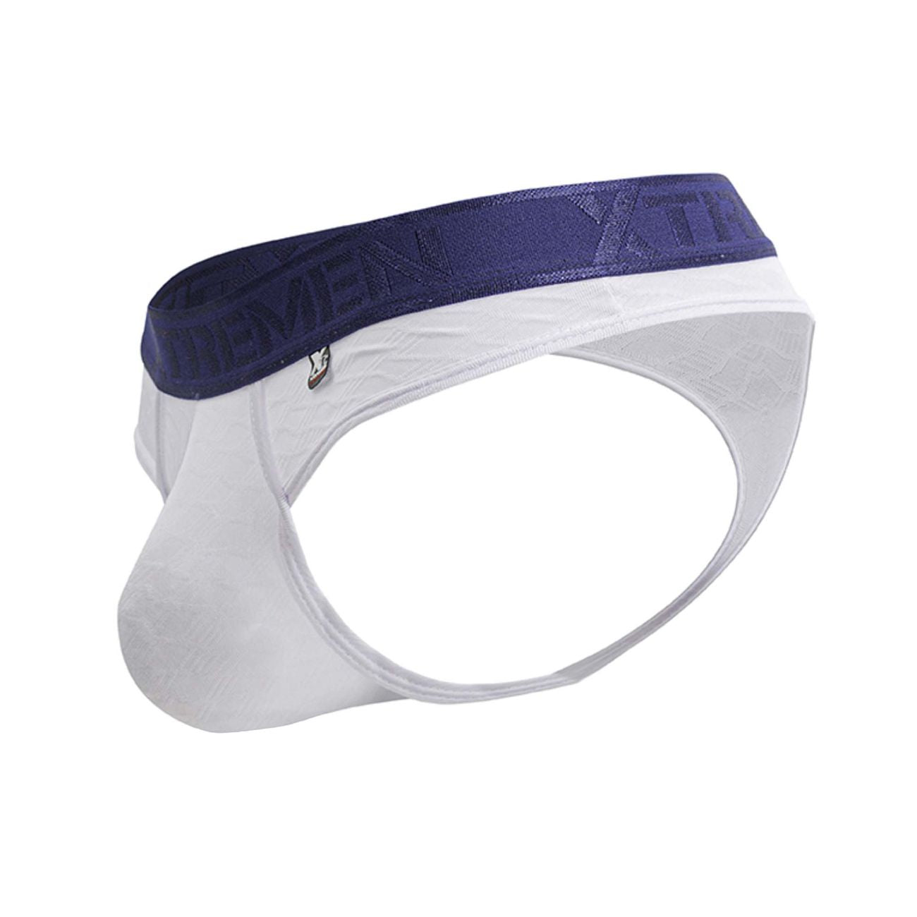White xtremen 91241 microfiber men’s briefs with navy blue yiti logo waistband for comfortable everyday wear