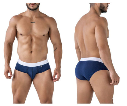 Dark blue xtremen 91242 microfiber briefs with white waistband and small logo on the left side
