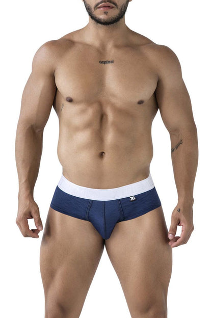 Navy blue Xtremen 91242 microfiber briefs with white waistband and small front logo for comfortable wear