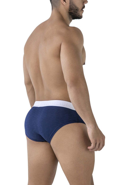 Navy blue xtremen 91242 microfiber briefs with white waistband showing front design for comfortable wear