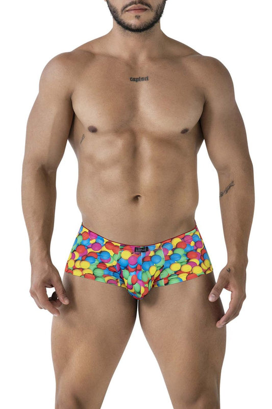 Xtremen 91249 printed trunks vibrant rainbow-colored brief with playful multicolored gumball pattern