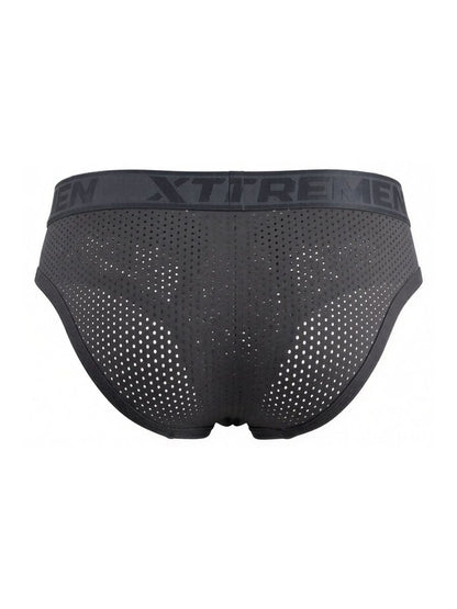 Black xtremen 91250 microfiber mesh briefs with perforated fabric and branded elastic waistband in gray color