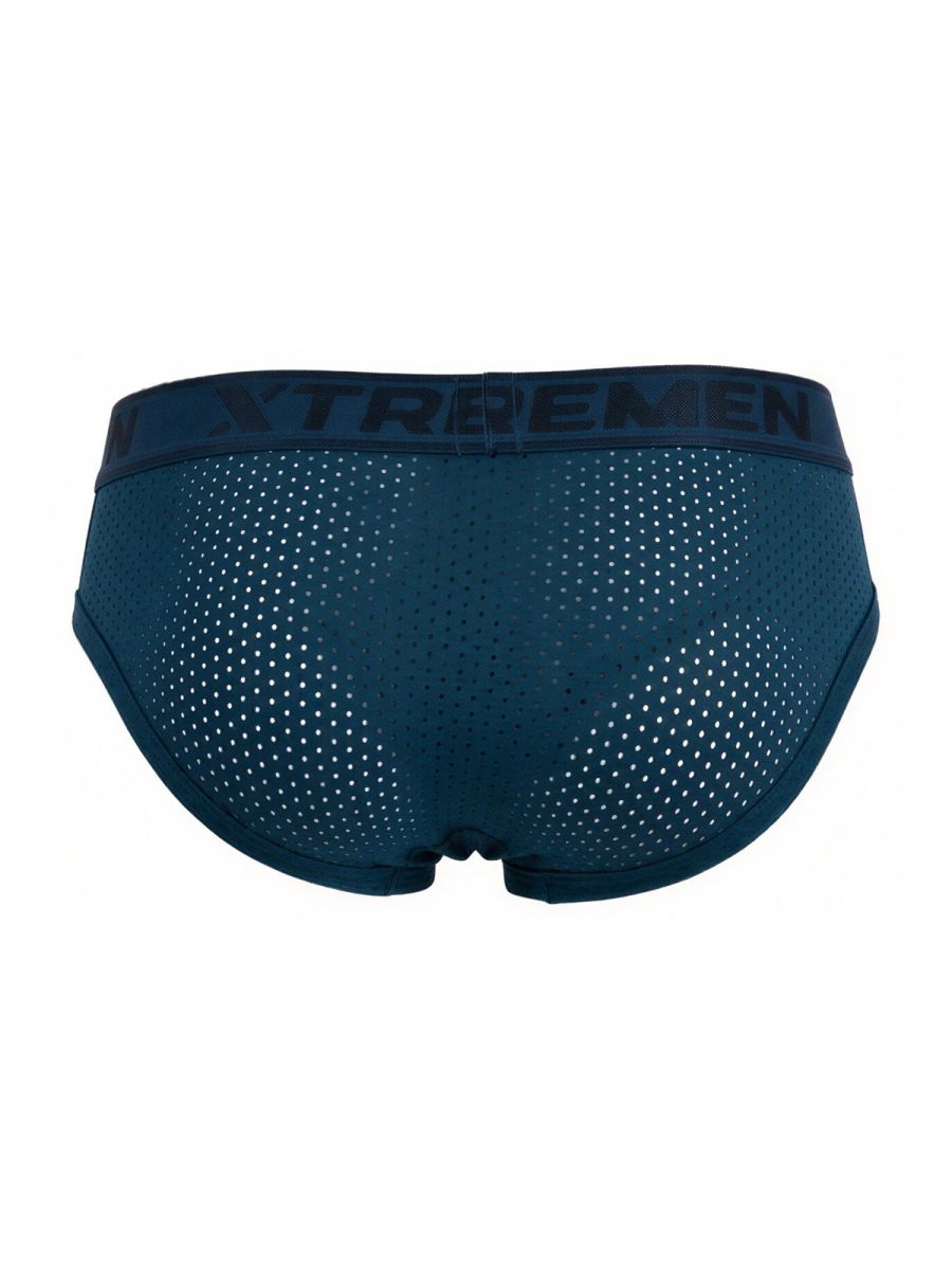 Dark teal microfiber mesh briefs with matching xtrememen logo elastic waistband in petrol color