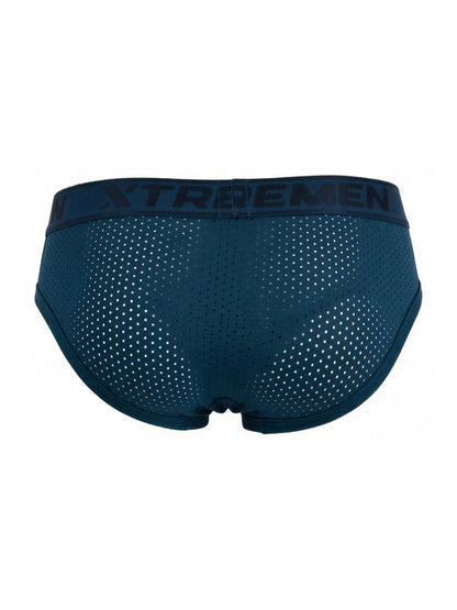 Dark teal microfiber mesh briefs with matching xtrememen logo elastic waistband in petrol color