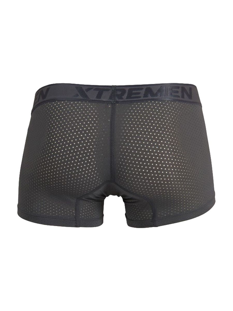 Black xtremen 91251 microfiber mesh boxer briefs with reinforced waistband in gray color for comfortable wear