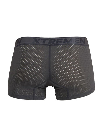 Black xtremen 91251 microfiber mesh boxer briefs with reinforced waistband in gray color for comfortable wear