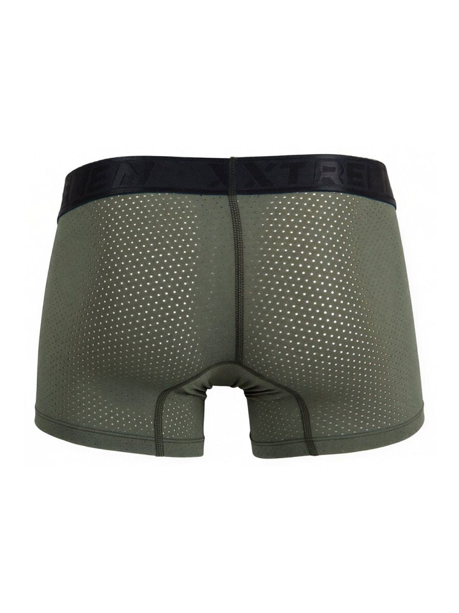 Olive green microfiber mesh boxer briefs with black extreme logo waistband military green xtremen 91251