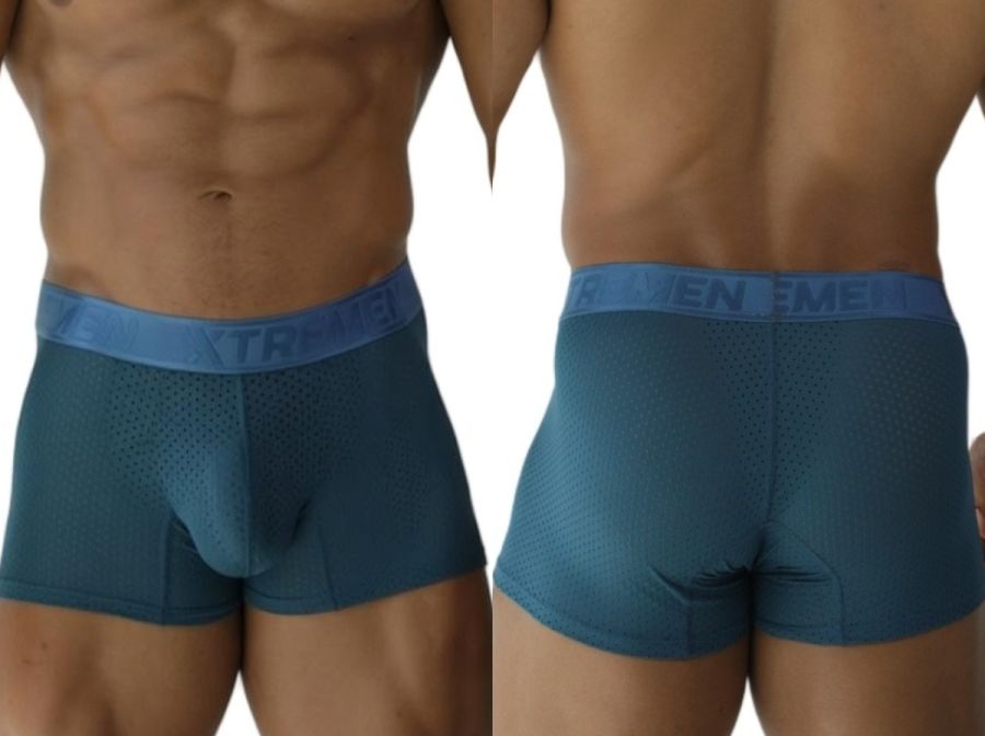 Teal xtremen 91251 microfiber mesh boxer briefs with blue men elastic waistband in petrol color for men