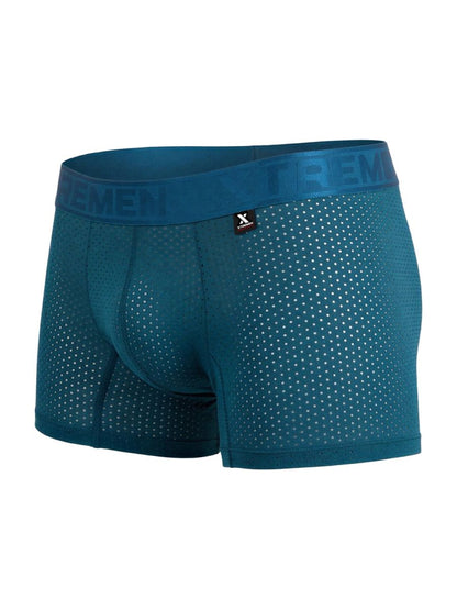 Teal xtremen 91251 microfiber mesh boxer briefs with perforated design and elastic extreme branded waistband
